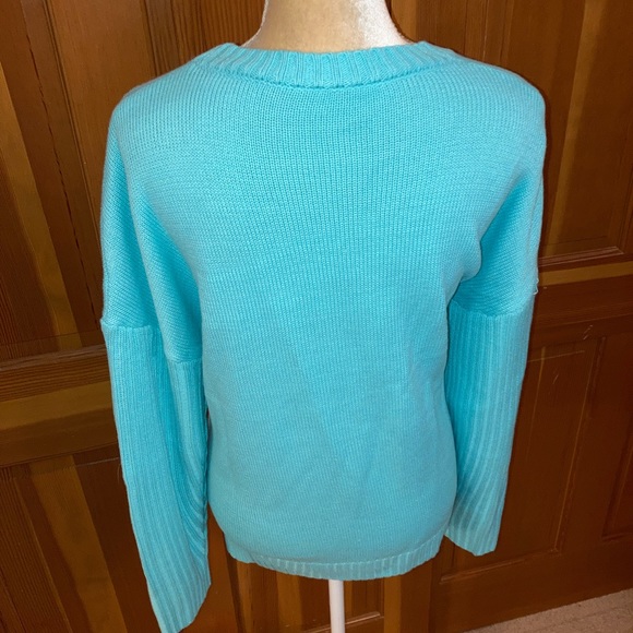 Mint Blue Neck Knit Sweater. - Picture 9 of 16